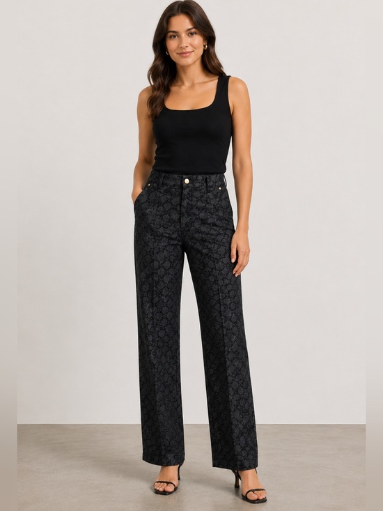St John Sport Pants - St. John Sport by Marie Gray  Logo Monogram Print Jacquard Pants 4 Classic Style